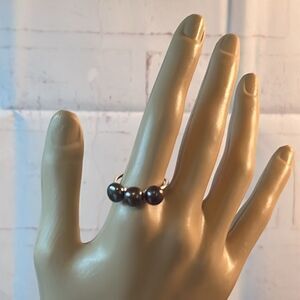 NWT Chocolate Bronze Pearls 3 Stone Ring in Sterling Silver 10